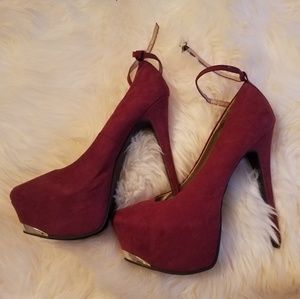 Burgundy stiletto platform women 8 gorgeous heels!